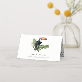 Elegant Tropical Rainforest Toucan Fauna Wedding Plaatskaartje