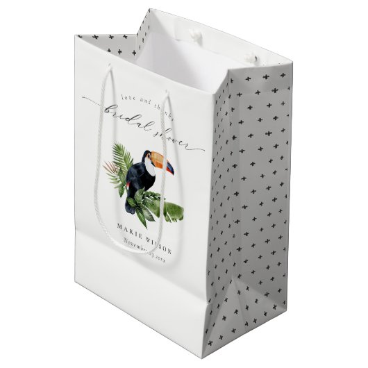 Elegant Tropical Rainforest Toucan Vrijgezellenfee Medium Cadeauzakje (Voorkant Gekanteld)