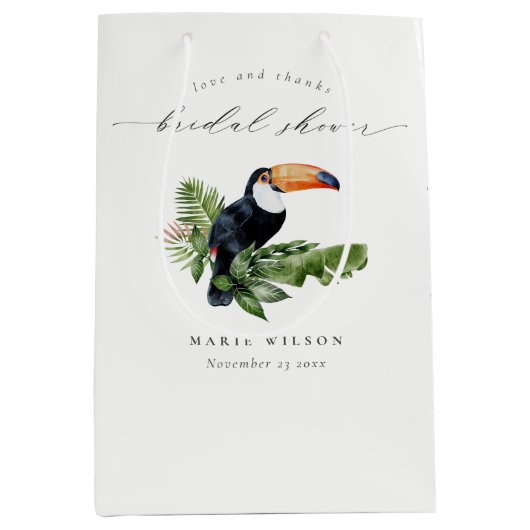 Elegant Tropical Rainforest Toucan Vrijgezellenfee Medium Cadeauzakje (Voorkant)