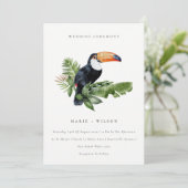 Elegant Tropical Rainforest Toucan Wedding Invite Bedankkaart (Staand voorkant)