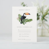 Elegant Tropical Rainforest Toucan Wedding RSVP Kaartje (Staand voorkant)