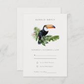 Elegant Tropical Rainforest Toucan Wedding RSVP Kaartje (Voorkant / Achterkant)