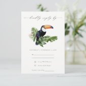 Elegant Tropical Rainforest Toucan Wedding RSVP Kaartje (Staand voorkant)