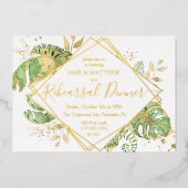 Elegant Tropical Rehearings Dinner Gold Folie Uitnodiging (Voorkant)