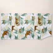 Elegant Tropical Safari Wild Cats Tiger Leopard Strandlaken (Voorkant)