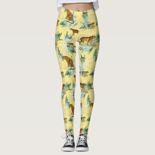 Elegant Tropical Safari Wild Cats Tiger Yellow Leggings