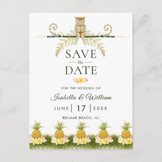 Elegant Tropical Save the Date Invitation Aankondigingskaart (Voorkant)