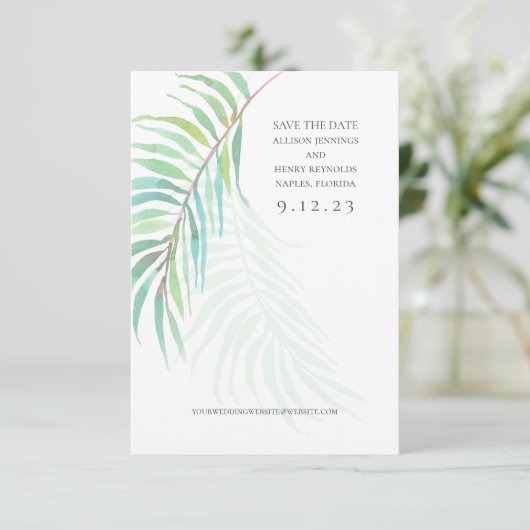 Elegant Tropical Save the Date Wedding Photo Card (Staand voorkant)