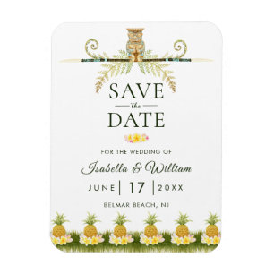 Elegant Tropical Save the Date Zomer Bruiloft Magneet