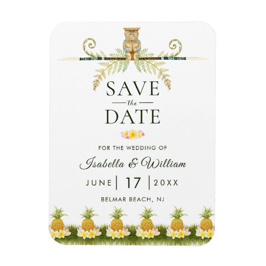 Elegant Tropical Save the Date Zomer Bruiloft Magneet (Verticaal)