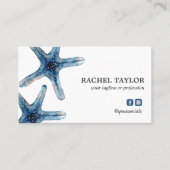 Elegant Tropical Starfish blue Beach Coastal Busin Visitekaartje (Voorkant)