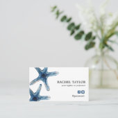 Elegant Tropical Starfish blue Beach Coastal Visitekaartje (Staand voorkant)