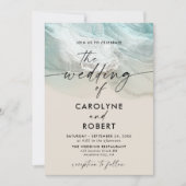 Elegant Tropical Summer Blue Ocean Beach Wedding Kaart (Voorkant)