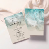 Elegant Tropical Summer Blue Ocean Beach Wedding Kaart