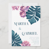 Elegant Tropical Summer Monstera Floral Wedding Kaart (Voorkant)