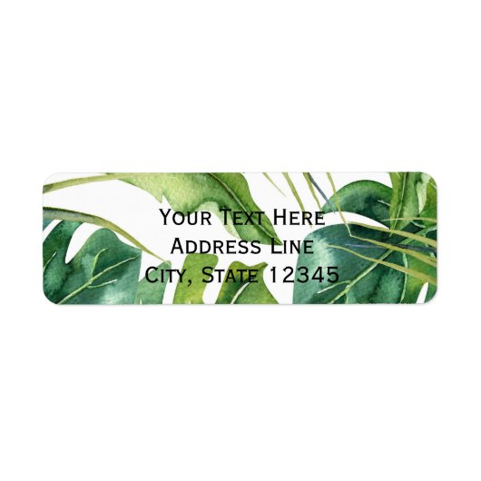 Elegant Tropical Summer Palm Leaves Chic Etiket (Voorkant)