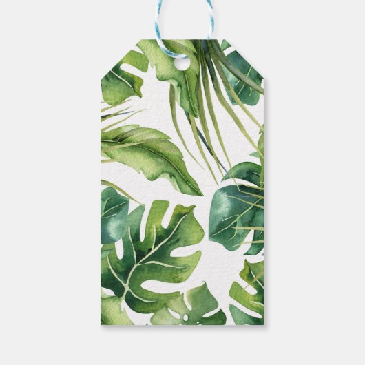 Elegant Tropical Summer Palm Leaves Wedding Cadeaulabel (Achterkant)