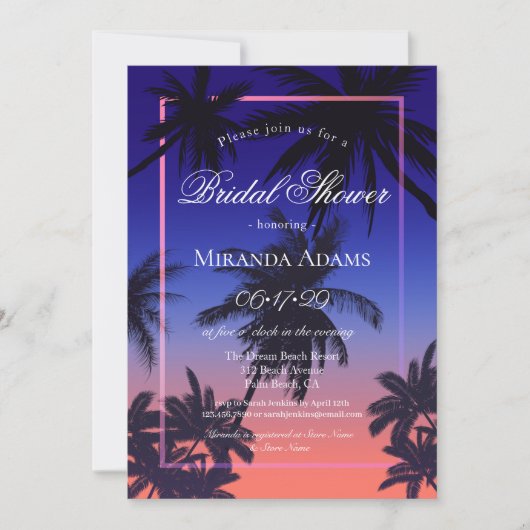 Elegant Tropical Sunset Summer Beach Vrijgezellenf Kaart (Voorkant)