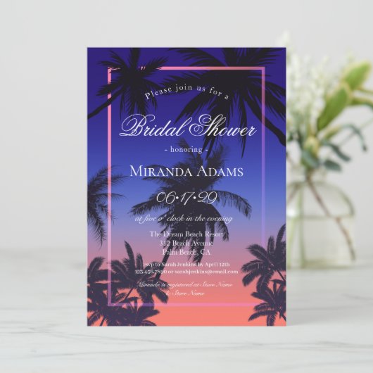 Elegant Tropical Sunset Summer Beach Vrijgezellenf Kaart (Staand voorkant)