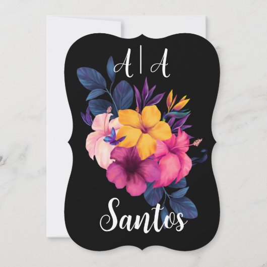 Elegant Tropical Theme Weddenschap Kaart (Achterkant)