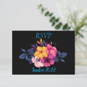 Elegant Tropical Theme Wedding RSVP Kaartje (Staand voorkant)