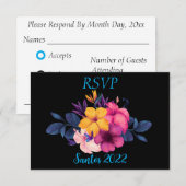 Elegant Tropical Theme Wedding RSVP Kaartje (Voorkant / Achterkant)