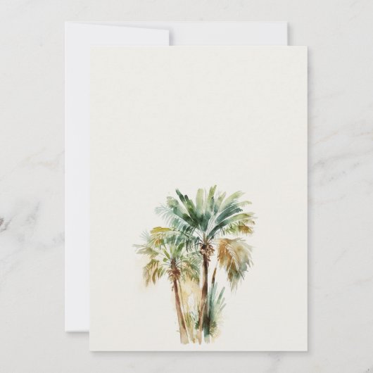 Elegant Tropical Waterverf Palm Trees Script Save The Date (Achterkant)