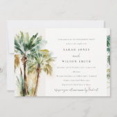 Elegant Tropical Waterverf Palm Trees Verloving Kaart (Voorkant)