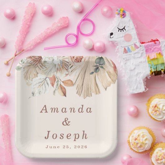 Elegant Tropical Waterverf Spring Floral Wedding Papieren Bordje (Feest)