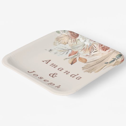 Elegant Tropical Waterverf Spring Floral Wedding Papieren Bordje (Gebogen)