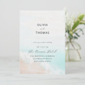 Elegant Tropical Waves Beach all in one Wedding Kaart (Staand voorkant)
