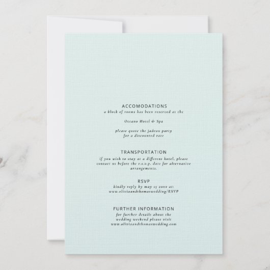 Elegant Tropical Waves Beach all in one Wedding Kaart (Achterkant)