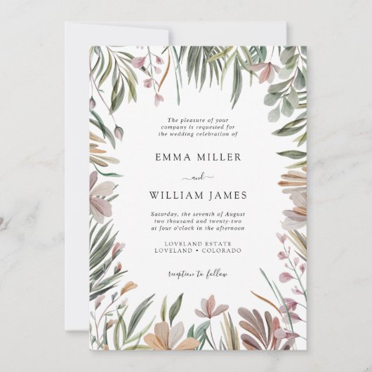 Elegant Tropical Wedding Kaart (Voorkant)