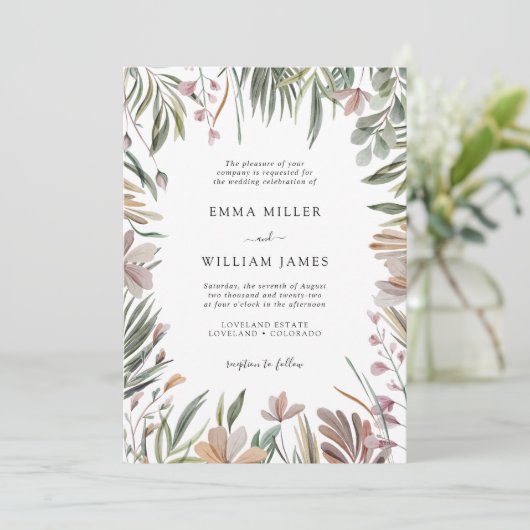 Elegant Tropical Wedding Kaart (Staand voorkant)