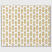 Elegant Tropical White Gold Pineapple Patroon Cadeaupapier (Vlak)