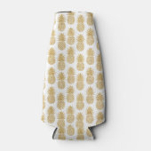 Elegant Tropical White Gold Pineapple Patroon Flesjeskoeler (Voorkant)