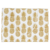 Elegant Tropical White Gold Pineapple Patroon Groot Cadeauzakje (Achterkant)