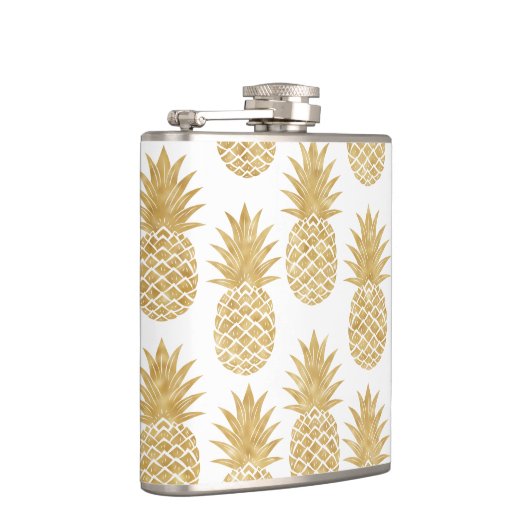 Elegant Tropical White Gold Pineapple Patroon Heupfles (Rechts)