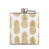 Elegant Tropical White Gold Pineapple Patroon Heupfles (Achterkant)