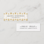 Elegant Tropical White Gold Pineapple Patroon Mini Visitekaartje (Voorkant / Achterkant)