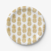 Elegant Tropical White Gold Pineapple Patroon Papieren Bordje (Voorkant)