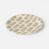 Elegant Tropical White Gold Pineapple Patroon Papieren Bordje (Gekanteld)