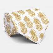 Elegant Tropical White Gold Pineapple Patroon Stropdas (Opgerold)