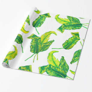 Elegant Tropicana Gold Leaves Illustration Cadeaupapier