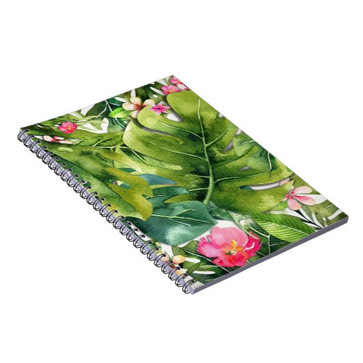 Elegant Tropics Green laat de Floral Waterverf ove Notitieboek (Rechterzijde)