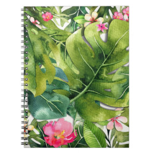 Elegant Tropics Green laat de Floral Waterverf ove Notitieboek