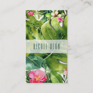 Elegant Tropics Green laat de Floral Waterverf Visitekaartje