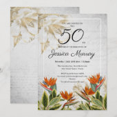 Elegant Tropisch 50ste Verjaardagsfeest Kaart (Voorkant / Achterkant)