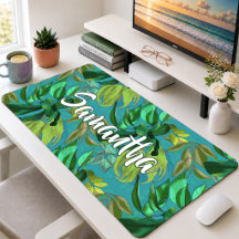Elegant Tropisch Aqua Groen Blad Patroon Monogram