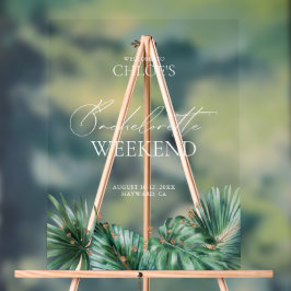 Elegant Tropisch Bachelorette Acryl Welkomstbord Acryl Bord